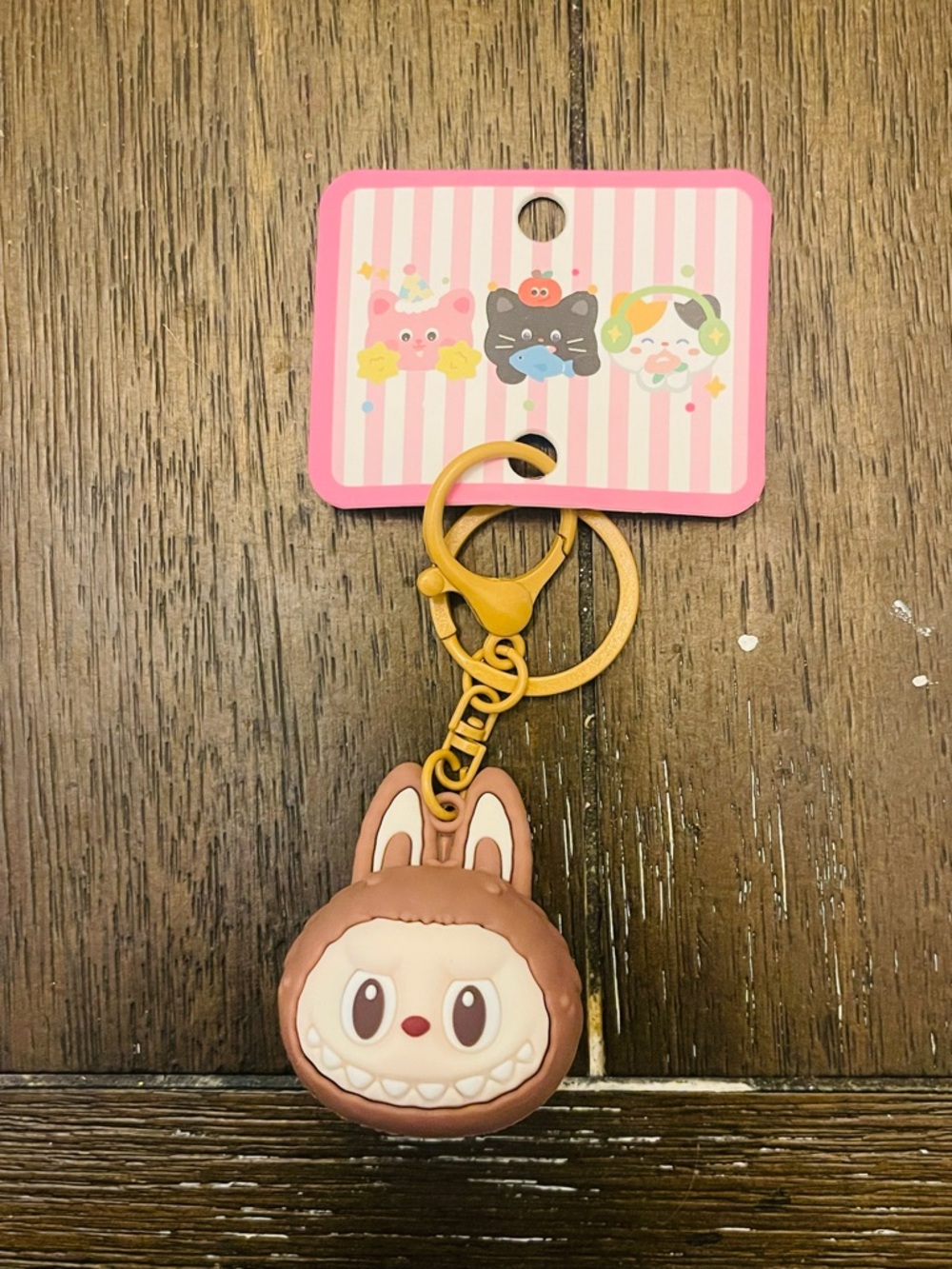 Cute Brown Bunny Face Keychain